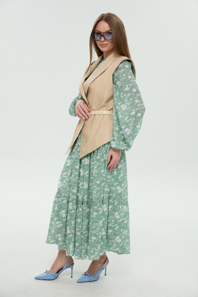 Жилет, платье NikVa 1042-1 мята и крем-брюле - фото 9