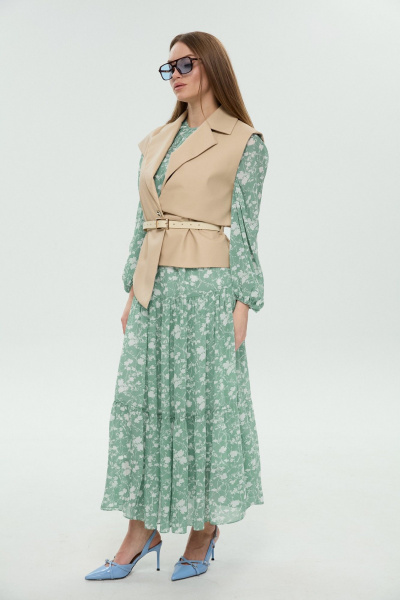 Жилет, платье NikVa 1043-1 мята и крем-брюле - фото 11