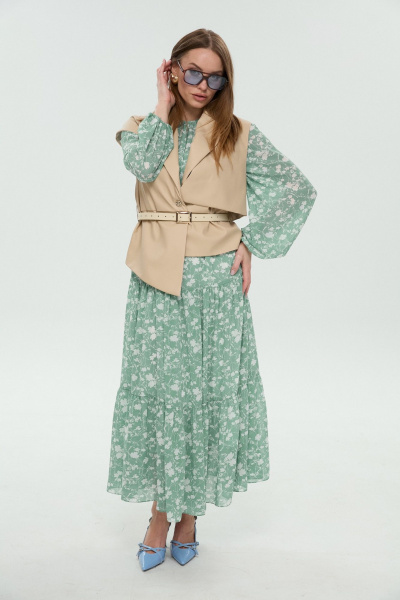 Жилет, платье NikVa 1043-1 мята и крем-брюле - фото 10