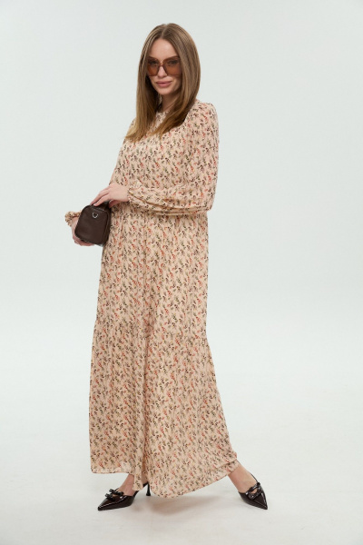 Платье NikVa 1044-1 бежевый мультиколор - фото 6