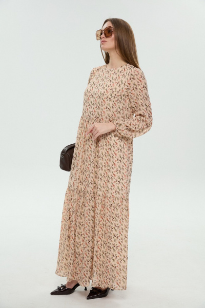 Платье NikVa 1044-1 бежевый мультиколор - фото 5