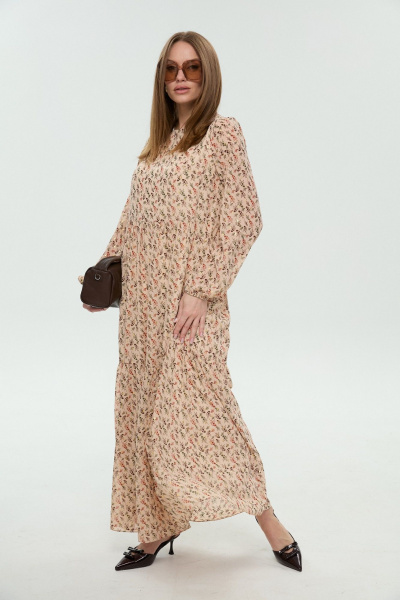 Платье NikVa 1044-1 бежевый мультиколор - фото 4