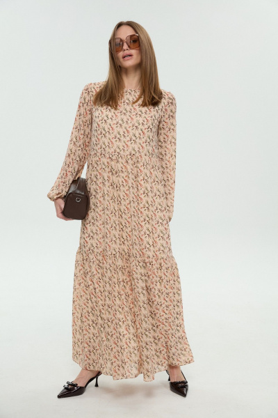 Платье NikVa 1044-1 бежевый мультиколор - фото 10