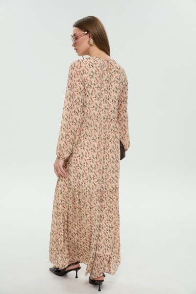 Жилет, платье NikVa 1045-1 крем-брюле и бежевый мультиколор - фото 10