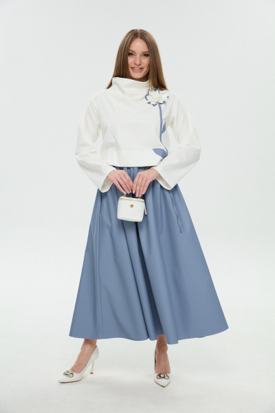 Платье NikVa 924-14 молоко и голубой - фото 10