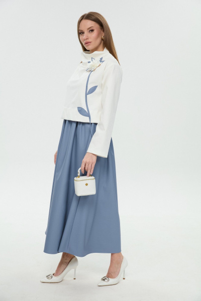 Платье NikVa 924-14 молоко и голубой - фото 8