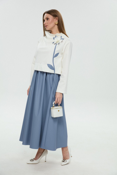 Платье NikVa 924-14 молоко и голубой - фото 4