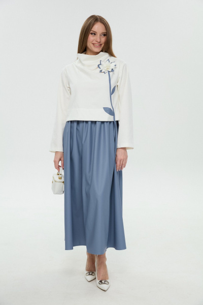 Платье NikVa 924-14 молоко и голубой - фото 2