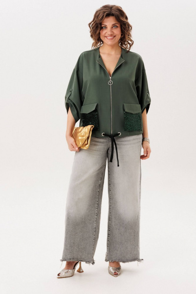 Жакет Anelli 1788 оливковое_сияние - фото 7