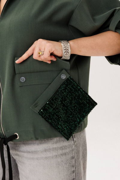 Жакет Anelli 1788 оливковое_сияние - фото 6