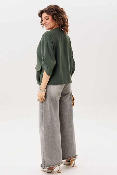 Жакет Anelli 1788 оливковое_сияние - фото 5