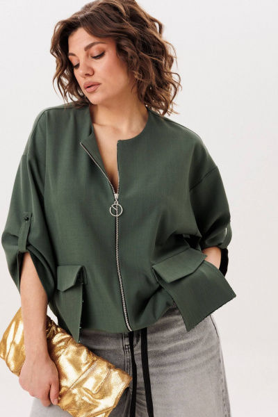 Жакет Anelli 1788 оливковое_сияние - фото 4