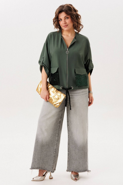 Жакет Anelli 1788 оливковое_сияние - фото 3