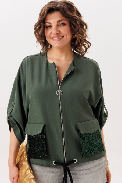 Жакет Anelli 1788 оливковое_сияние - фото 2