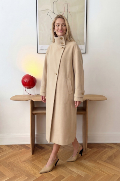 Пальто Lokka 1833 бежевый - фото 4