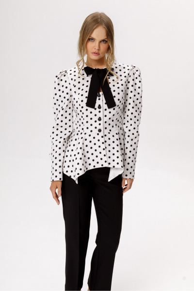 Брюки, жакет PiRS 6647 горохи_на_белом_фоне+черный - фото 3