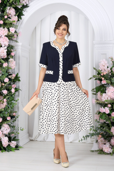 Блуза, брюки Ninele 5992 молочный+горох - фото 6