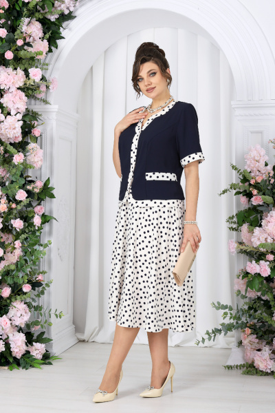 Блуза, брюки Ninele 5992 молочный+горох - фото 7