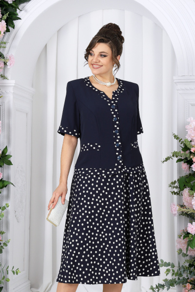 Блуза, брюки Ninele 5992 синий+горох - фото 4