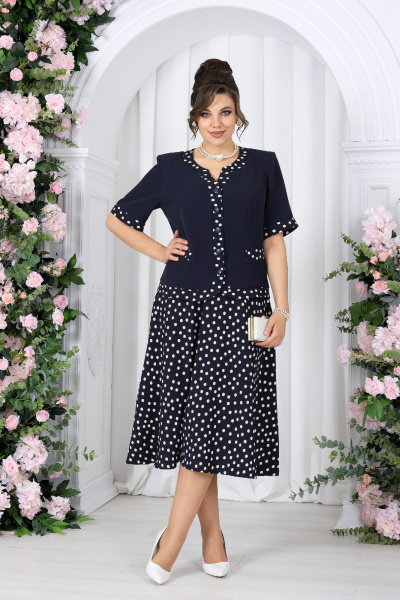 Блуза, брюки Ninele 5992 синий+горох - фото 5