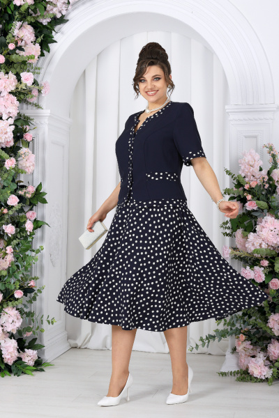 Блуза, брюки Ninele 5992 синий+горох - фото 6