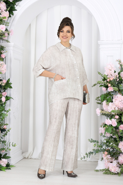 Блуза, брюки Ninele 7497 светло-бежевый - фото 6