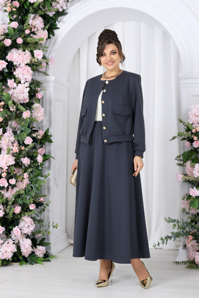 Жакет, юбка Ninele 7522 серый - фото 1