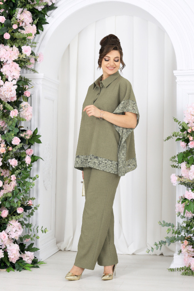 Блуза, брюки Ninele 7525 оливка - фото 6