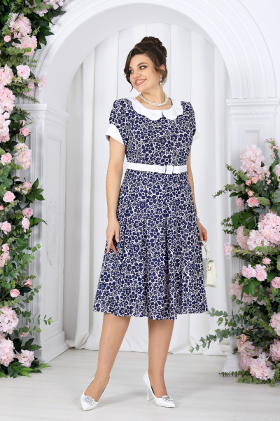 Платье Ninele 7533 синие ромашки - фото 4