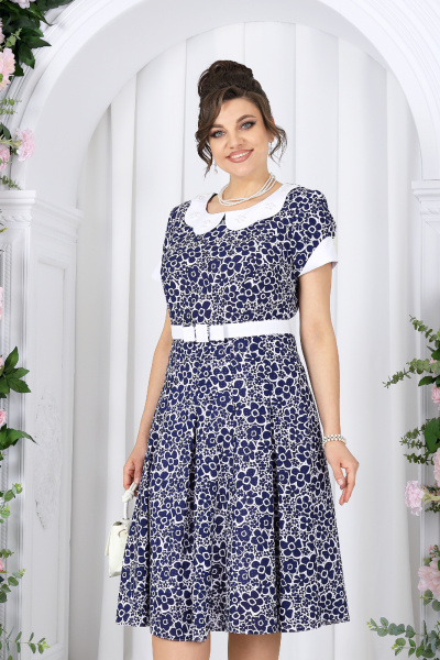 Платье Ninele 7533 синие ромашки - фото 5