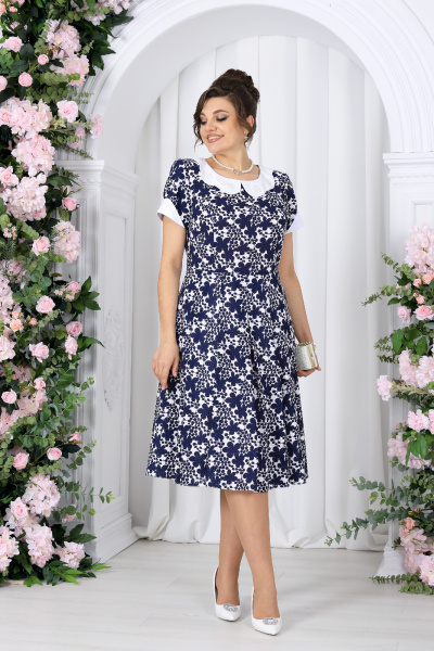 Платье Ninele 7533 синие цветы - фото 5