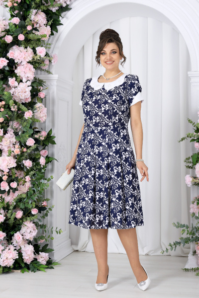 Платье Ninele 7533 синие цветы - фото 6