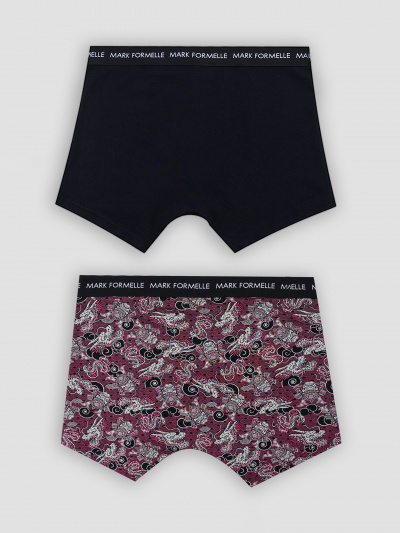 Трусы Mark Formelle 411221-2/25-5278П-5 черный_японский_паттерн_на_бордовом_3_сл_1тр_на_ЛВ - фото 2