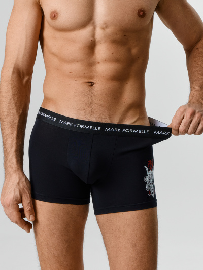 Трусы Mark Formelle 411221-2/25-5278П-5 черный_японский_паттерн_на_бордовом_3_сл_1тр_на_ЛВ - фото 5
