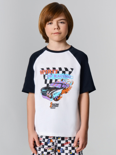 Брюки, футболка Mark Formelle 563340/25-39128ПП-0 белый_гоночная_клетка_3_сл_на_пол - фото 1