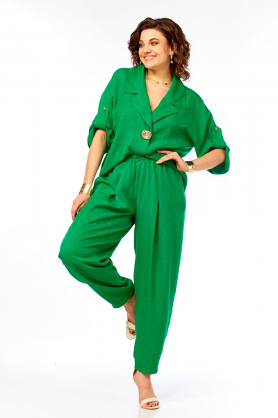 Брюки, жакет Ольга Стиль С-1013 зеленый - фото 9