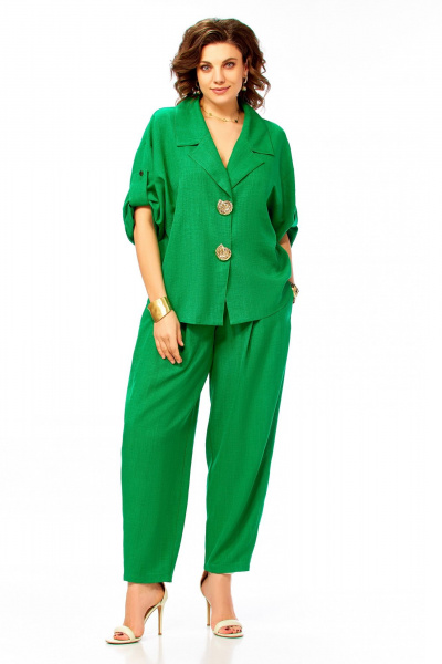 Брюки, жакет Ольга Стиль С-1013 зеленый - фото 5