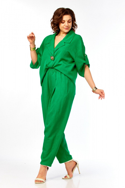 Брюки, жакет Ольга Стиль С-1013 зеленый - фото 1