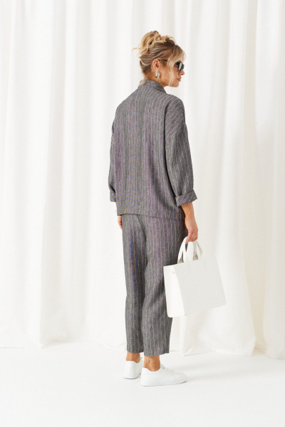 Брюки, рубашка Beautiful&Free 6459 полоска/серый - фото 9