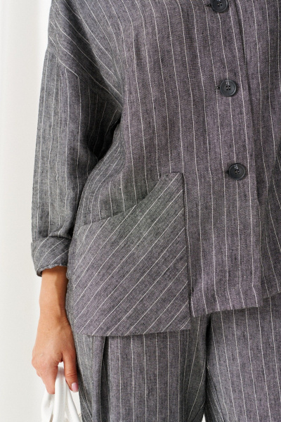 Брюки, рубашка Beautiful&Free 6459 полоска/серый - фото 8