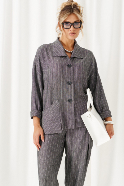 Брюки, рубашка Beautiful&Free 6459 полоска/серый - фото 7