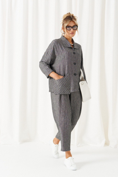 Брюки, рубашка Beautiful&Free 6459 полоска/серый - фото 6