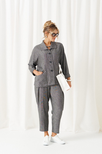 Брюки, рубашка Beautiful&Free 6459 полоска/серый - фото 5