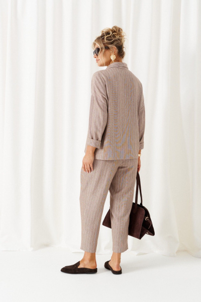 Брюки, рубашка Beautiful&Free 6459 полоска/беж - фото 8