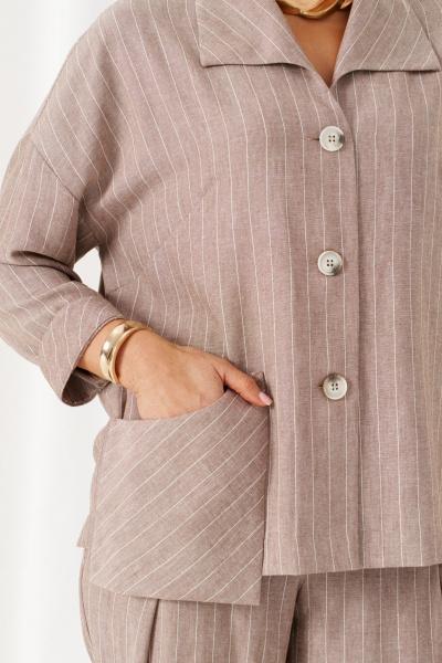 Брюки, рубашка Beautiful&Free 6459 полоска/беж - фото 6