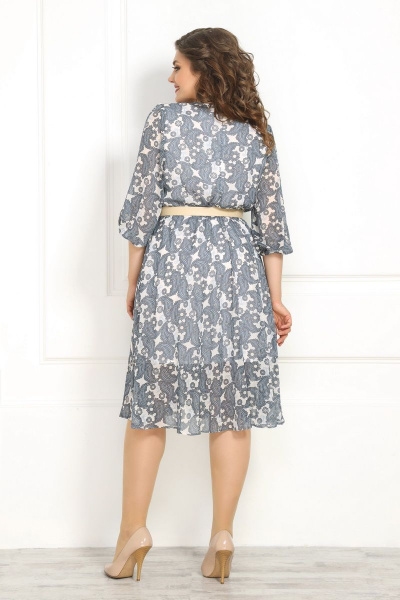 Нарядное платье из шифона с мини-поясом и сборками Solomeya Lux 782A серый - фото 2