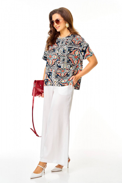 Блуза, брюки Taita plus 2611 белый+абстракция - фото 7