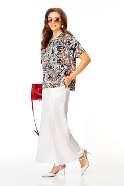 Блуза, брюки Taita plus 2611 белый+абстракция - фото 6