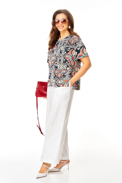 Блуза, брюки Taita plus 2611 белый+абстракция - фото 5