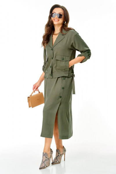 Блуза, юбка Taita plus 2609 хаки - фото 4